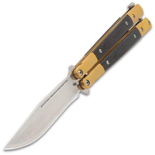 Golden Tempest Damascus Butterfly Knife