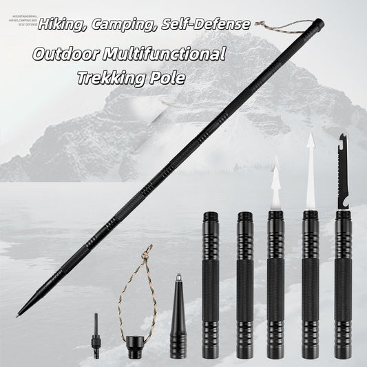 43-inch tactical trekking pole, with non-slip handle, multi-functional hiking stick, adjustable height, suitable for outdoor self-defense and mountaineering.