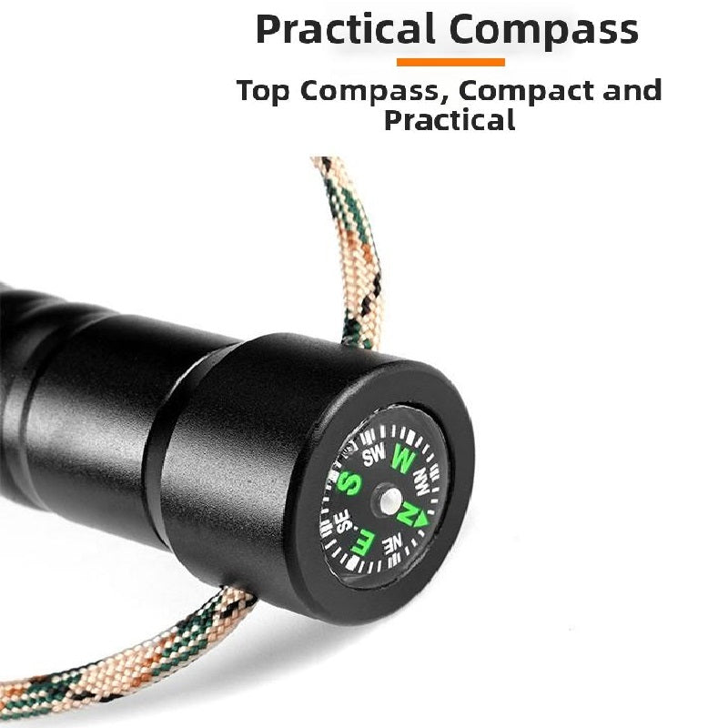 43-inch tactical trekking pole, with non-slip handle, multi-functional hiking stick, adjustable height, suitable for outdoor self-defense and mountaineering.