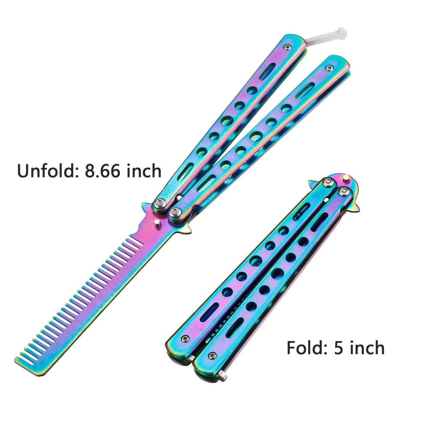 （Barison）Butterfly knife-shaped stainless steel folding comb, a hair styling tool. It's a two-in-one tool that can be used for both practicing styling techniques and combing hair.