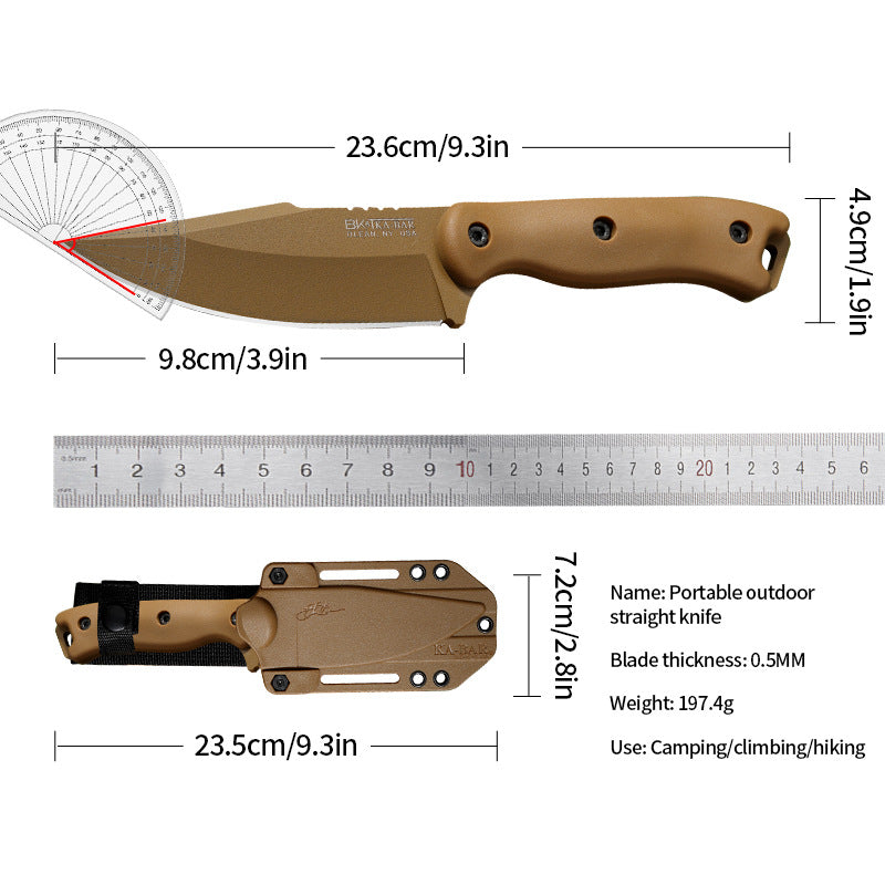 KA-BAR18 Outdoor Fixed Blade Survival Straight Knife D2 Blade Nylon Fiberglass Handle with Kydex Sheath Tactical Self-defense Hunting EDC