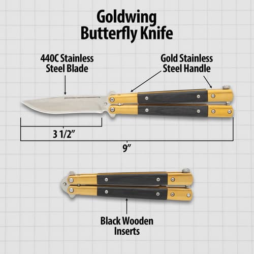 Golden Tempest Damascus Butterfly Knife