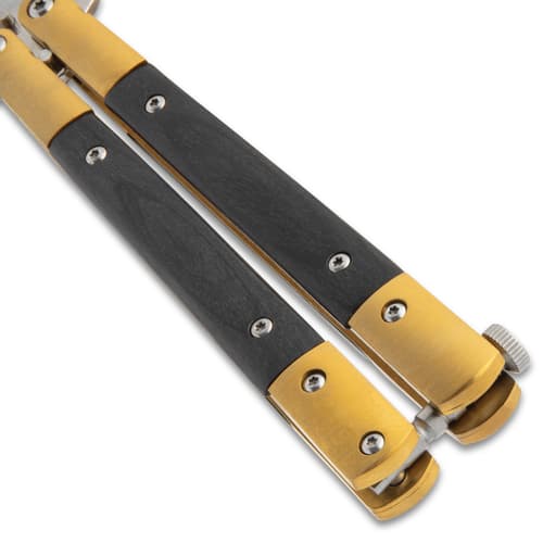 Golden Tempest Damascus Butterfly Knife