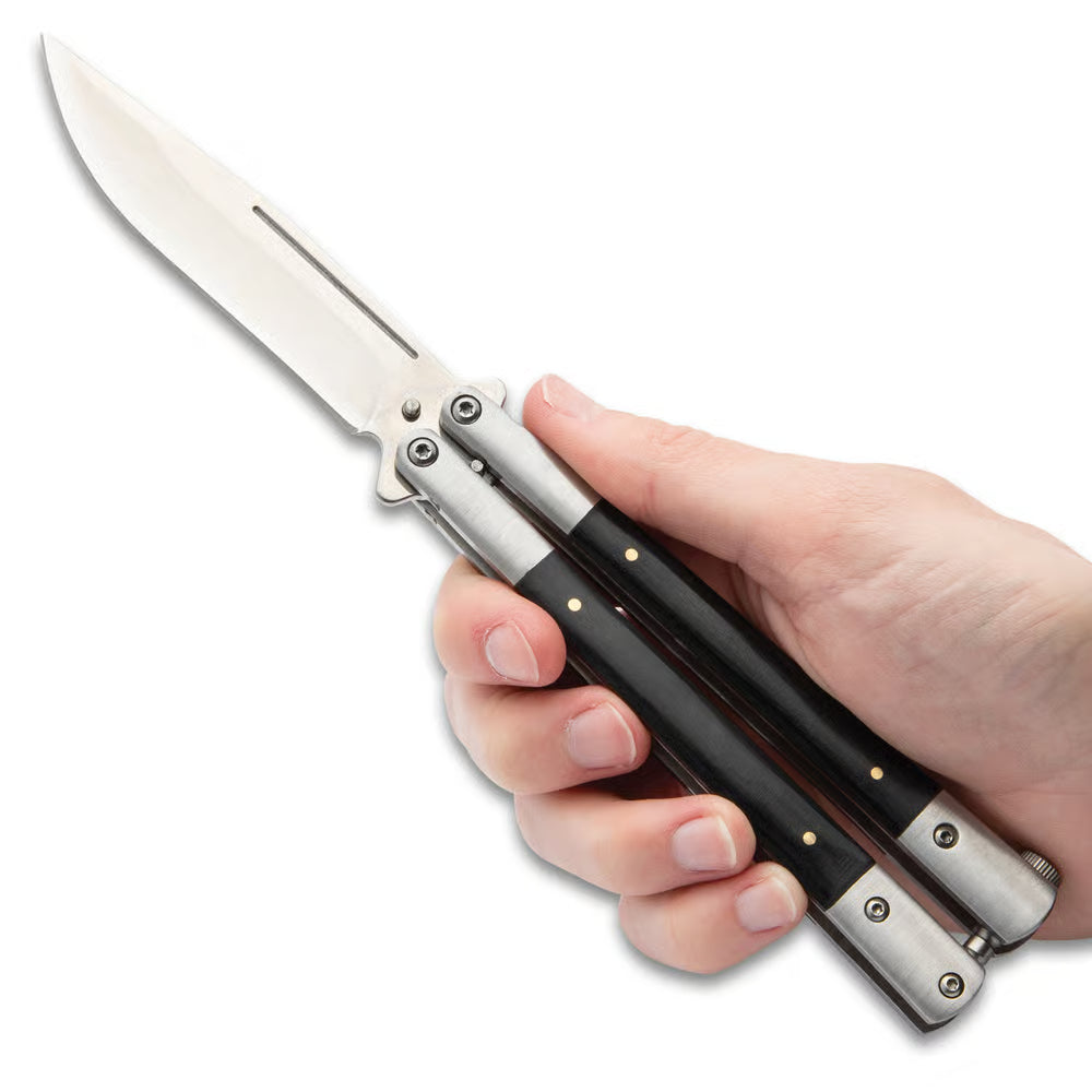 EnigmaEdge Butterfly Knife - 9 Inches Total Length, 440C Stainless Steel Blade