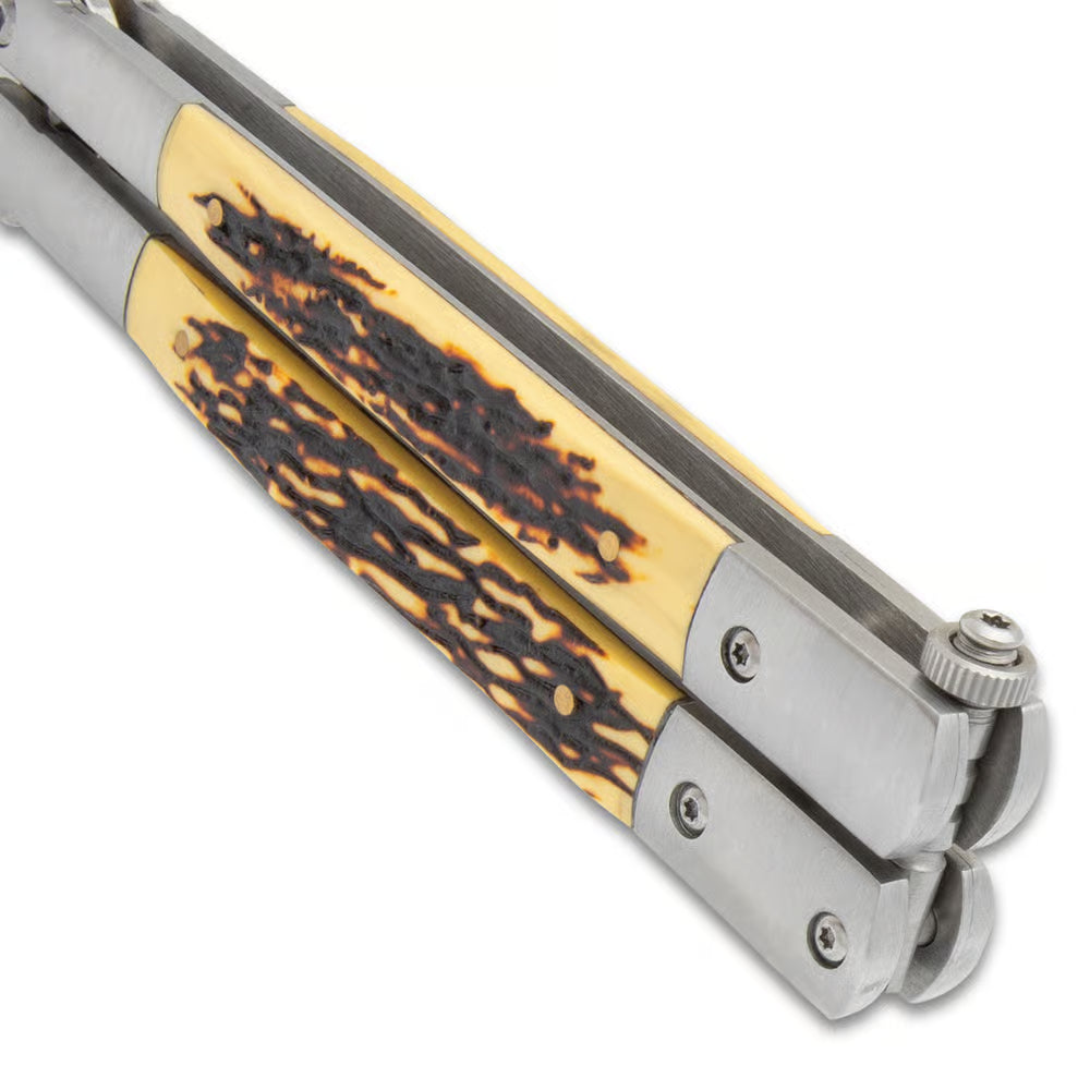 FauxStag Precision Butterfly Knife - 9 Inches Total Length, 440C Stainless Steel Blade