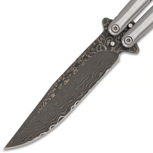 Ironwood Damascus Butterfly Knife