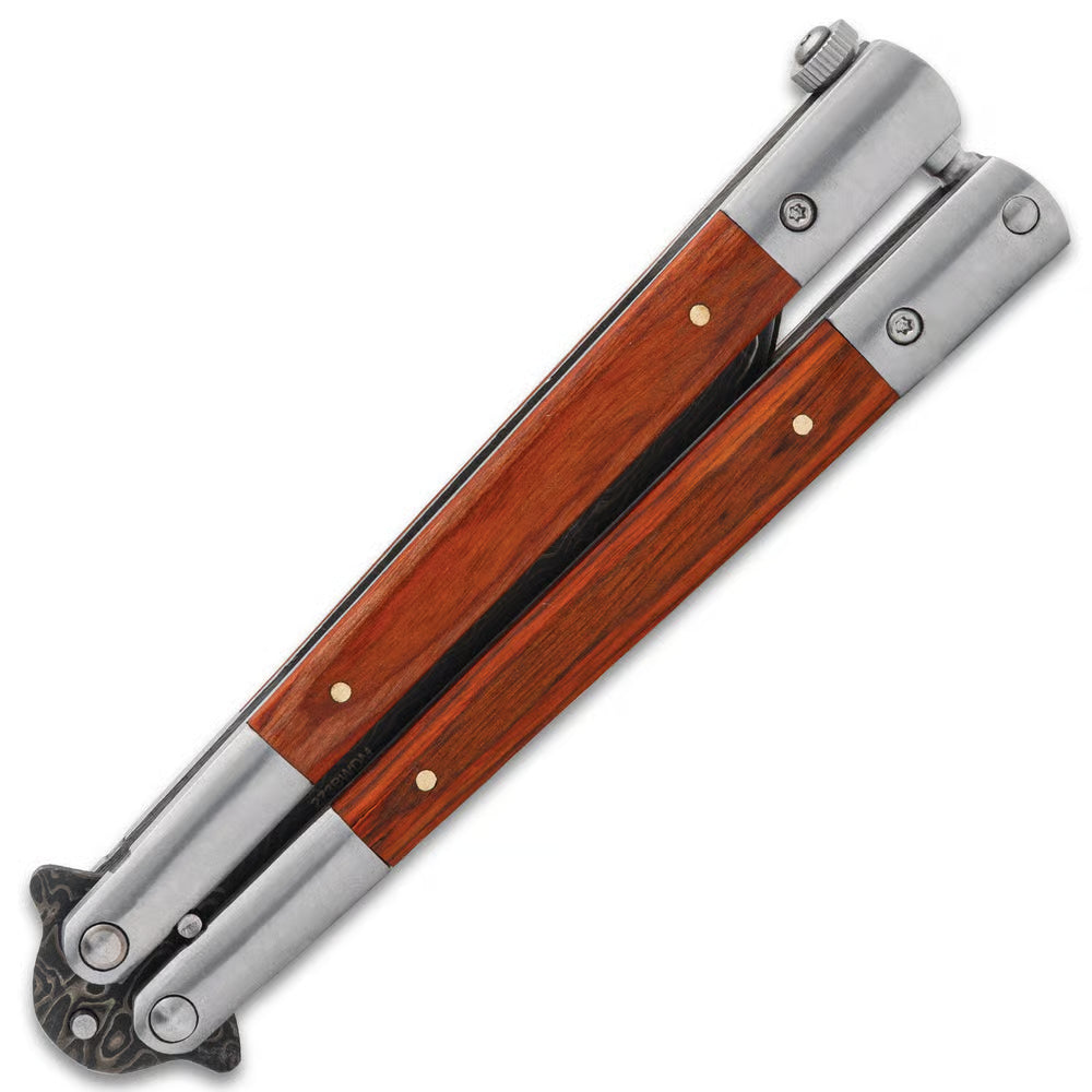 Ironwood Damascus Butterfly Knife