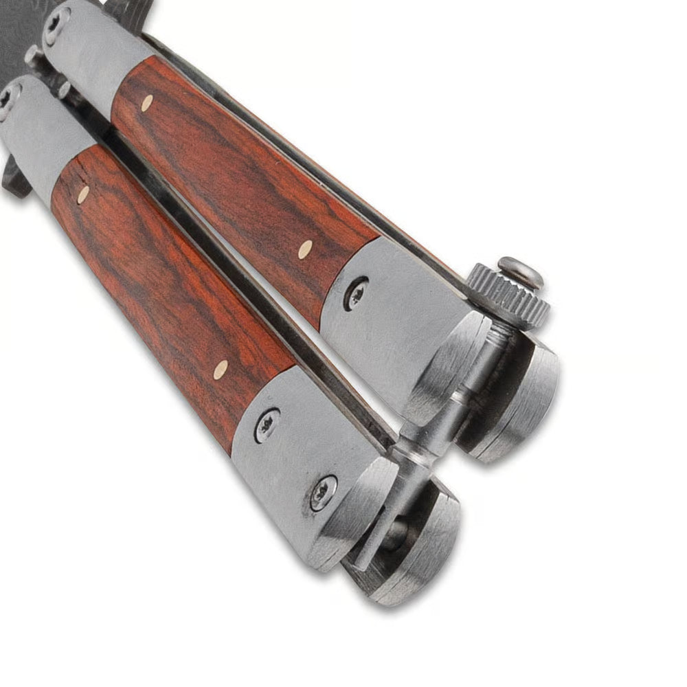 Ironwood Damascus Butterfly Knife