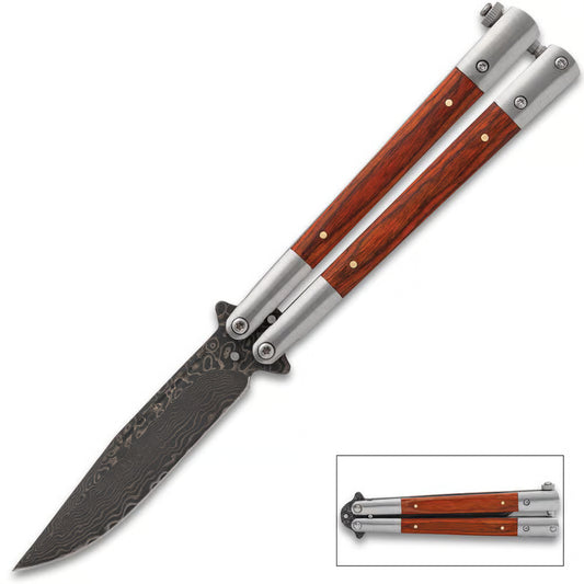 Ironwood Damascus Butterfly Knife